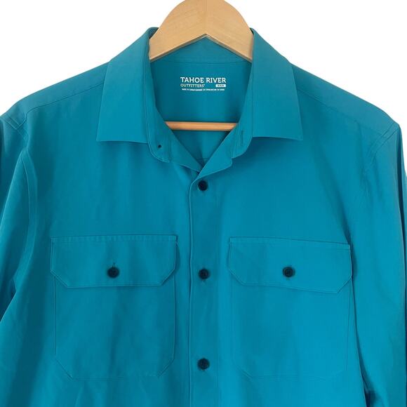 Mens Outdoor Button Up Shirt Long Sleeve Tahoe Fishing Hiking Golf Size Medium - Picture 2 of 7